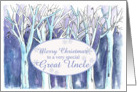 Merry Christmas Great Uncle Blue Winter Trees Landscape Painting card