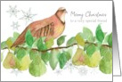 Merry Christmas Friend Partridge Pear Tree Snowflakes card