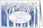 Merry Christmas Sister and Brother-in-Law Winter Trees Landscape Painting card