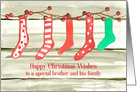 Happy Christmas Wishes Brother and Family Stockings card