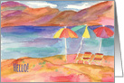 Hello Mountain Lake Beach Umbrellas Orange card