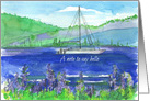 A Note To Say Hello Catamaran Mountain Lake Painting card