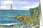 Hello Maine Lighthouse Atlantic Ocean Watercolor card