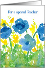 Thank You Special Teacher Blue Flowers card