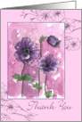 Thank you For the Gift Purple Anemone Botanical Flower Watercolor Art card