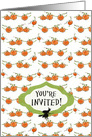 Halloween Party Invitation Orange Pumpkin Black Witch card