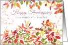 Happy Thanksgiving Teacher Autumn Leaves Watercolor card