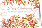 Happy Thanksgiving Brother Autumn Leaves Watercolor card