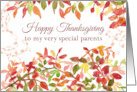 Happy Thanksgiving To My Special Parents Autumn Leaves card