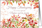 Happy Thanksgiving Nephew and Family Autumn Leaves card