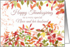 Happy Thanksgiving Niece and Husband Autumn Leaves card