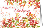 Happy Birthday on Thanksgiving Autumn Leaves card