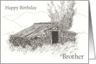 Happy Birthday Brother Rock House Black and White Landscape card