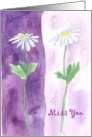 Miss You Friend Purple Daisy Watercolor Flower Art card