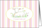 A Sweet Baby Girl Birth Announcement Lamb card