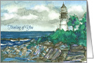 Thinking of You Maine Lighthouse Watercolor card