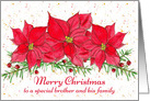 Merry Christmas Brother and Family Poinsettia Flowers card