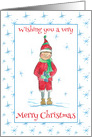 Merry Christmas Holiday Elf Snowflakes Drawing Illustration card