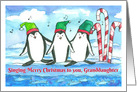 Merry Christmas Granddaughter Penguins Fish card
