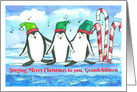 Merry Christmas Grandchildren Holiday Penguins Fish card