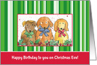Happy Birthday on Christmas Eve Holiday Dogs card