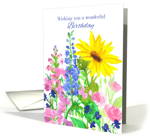 Wishing You A Wonderful Birthday Sunflower Bouquet card (1010109)