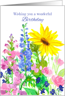 Wishing You A Wonderful Birthday Sunflower Bouquet card