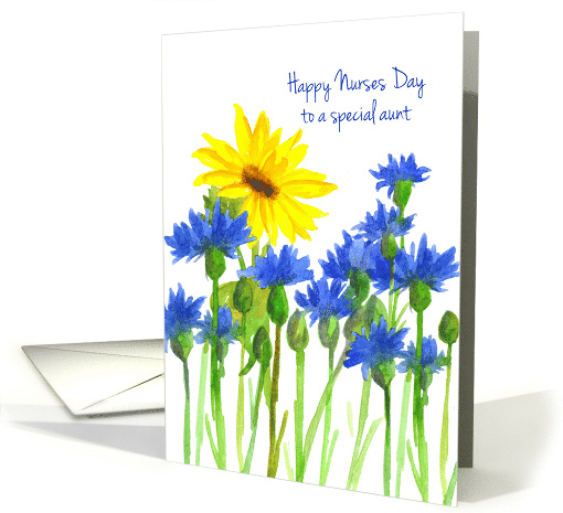 Happy Nurses Day Aunt Cornflowers Sunflower card (1018951)