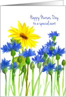 Happy Nurses Day Aunt Cornflowers Sunflower card
