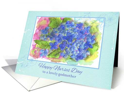 Happy Nurses Day Godmother Blue Hydrangeas card (1019107)