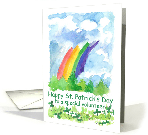 Happy St. Patrick's Day Volunteer Rainbow Clover card (1025157)