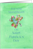 Happy St. Patrick’s Day Sweetheart Clover Green Watercolor card