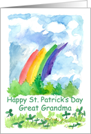 Happy St. Patrick’s Day Great Grandma Rainbow Clover Watercolor card