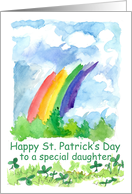 Happy St. Patrick’s Day Daughter Rainbow Clover Watercolor card