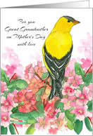 For You Great Grandmother On Mother’s Day Goldfinch card