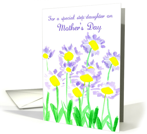 Happy Mother's Day Step Daughter Yellow Purple Wildflowers card