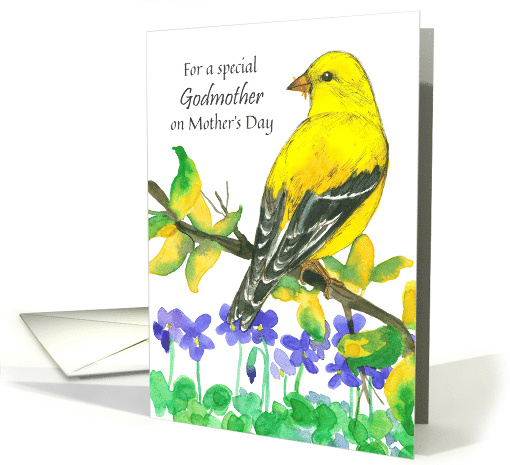 For A Special Godmother On Mother's Day Goldfinch Bird card (1034607)