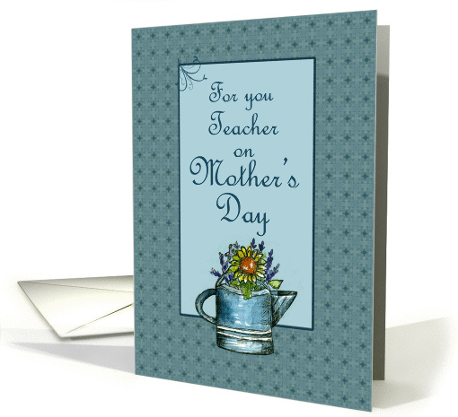 Happy Mother's Day Teacher Flower Bouquet Watercolor Art card