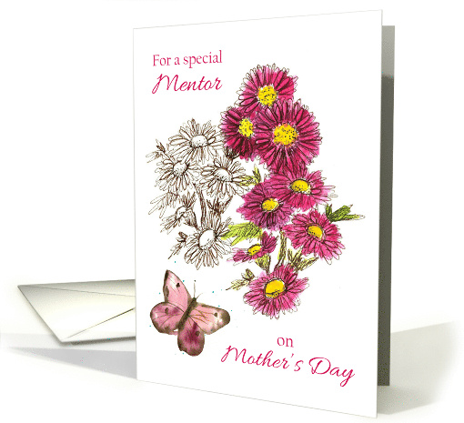 Happy Mother's Day Mentor Butterfly Aster Flowers card (1034633)
