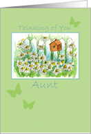 Thinking of You Aunt Daisy Garden Birdhouse Butterflies card