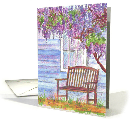 Wisteria Tree Watercolor Flowers Blank card (105747)