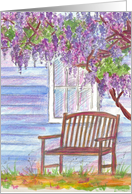 Wisteria Tree Watercolor Flowers Blank card
