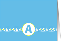 Monogram Letter A White Daisy Flowers Blue Blank card