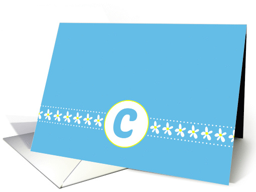 Monogram Letter C White Yellow Flowers Blank card (1062613)