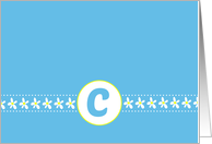 Monogram Letter C White Yellow Flowers Blank card