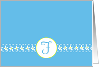 Monogram Letter F Blank Card White Flower Blossoms card