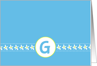 Monogram Letter G White Flowers Blank card