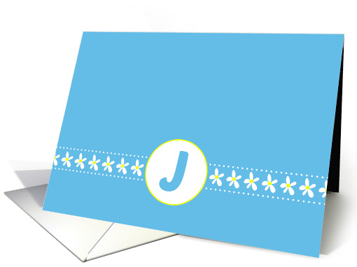 Monogram Letter J White Flower Blossoms card (1063365)