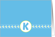 Monogram Letter K White Flowers Blank card