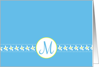 Monogram Letter M Blank Card White Flower Blossoms card
